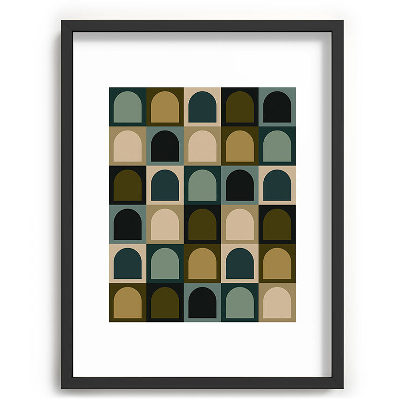 Colour Poems Checker Arches II Earthy Tones Recessed Framing Rectangle