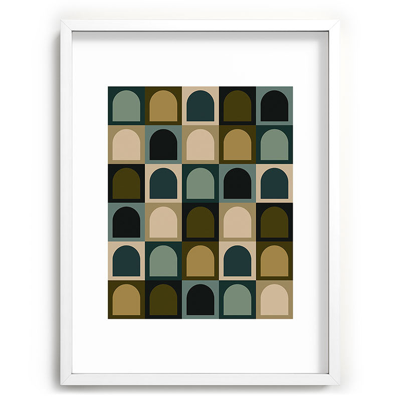 Colour Poems Checker Arches II Earthy Tones Recessed Framing Rectangle