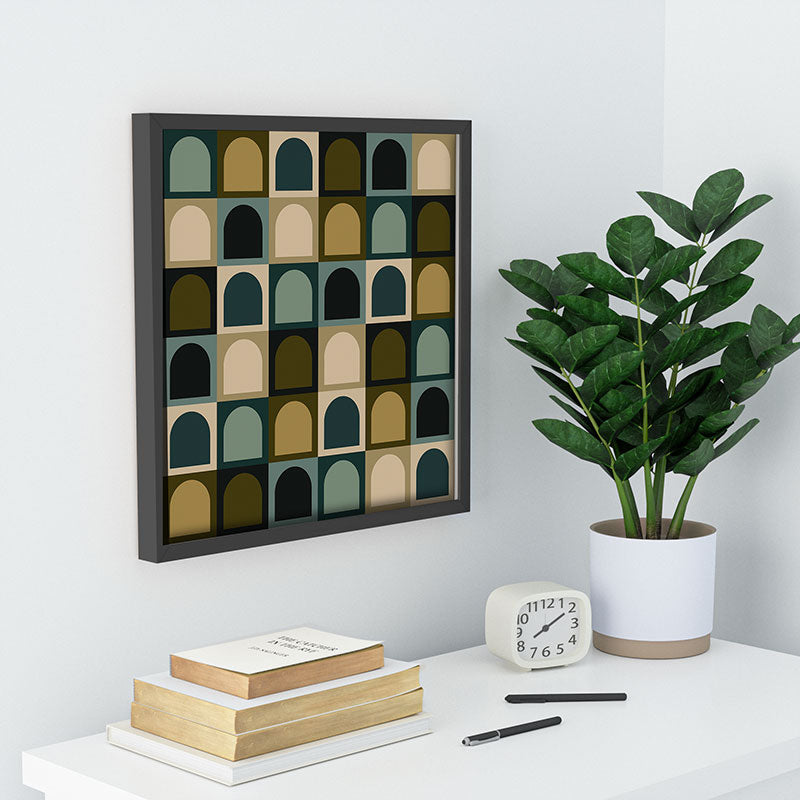 Colour Poems Checker Arches II Earthy Tones Recessed Framing Square