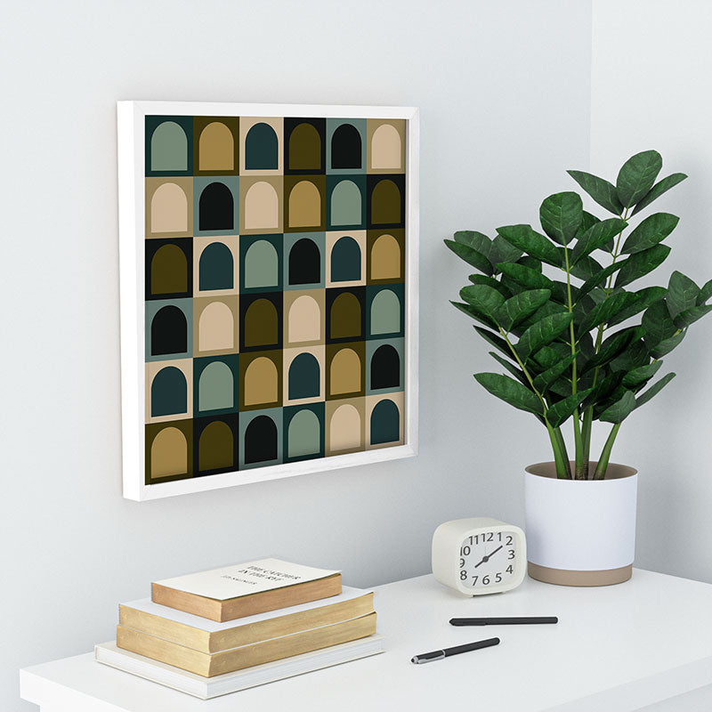 Colour Poems Checker Arches II Earthy Tones Recessed Framing Square