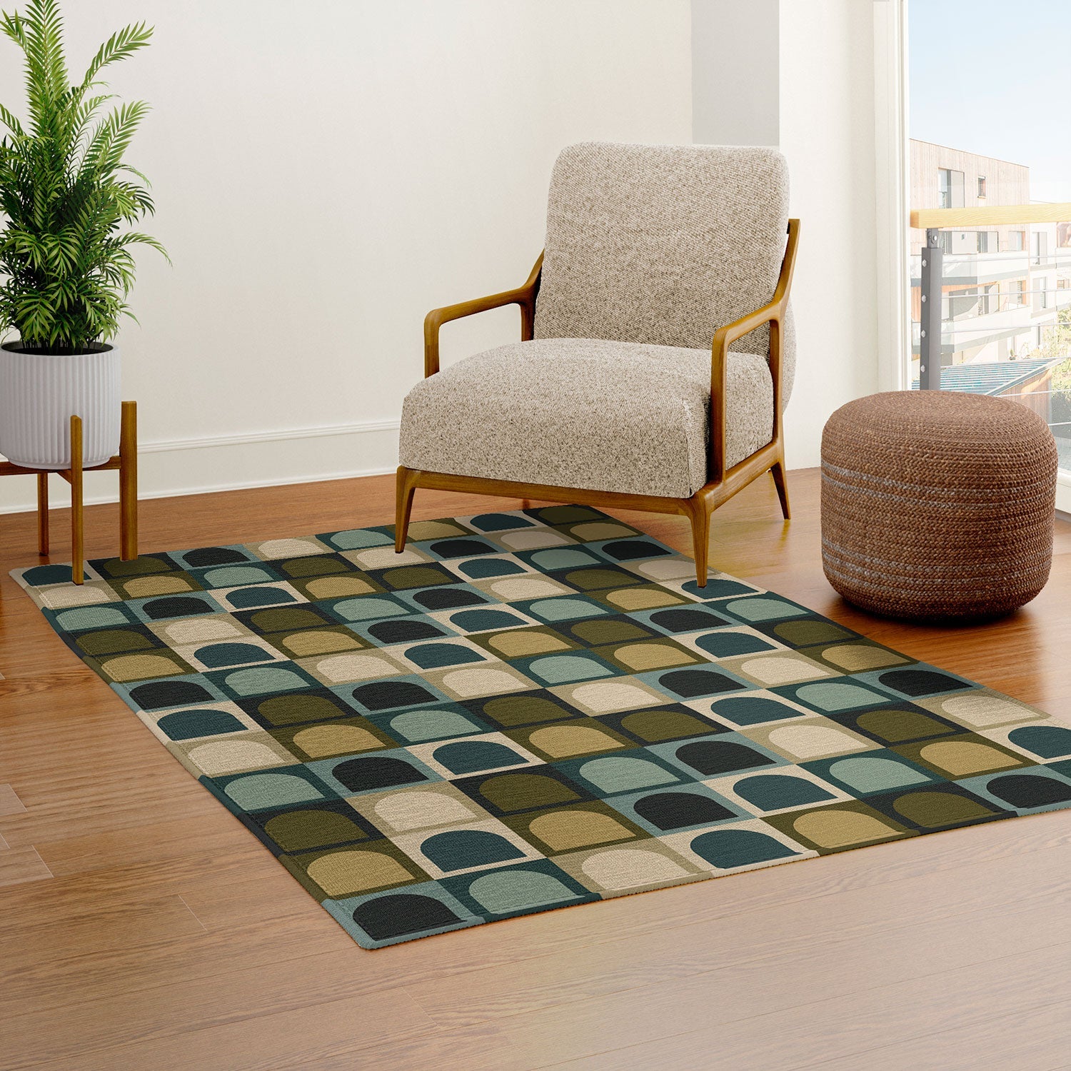 Colour Poems Checker Arches II Earthy Tones Area Rug