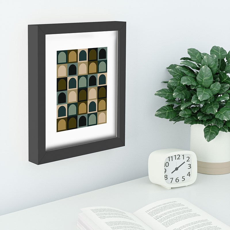 Colour Poems Checker Arches II Earthy Tones Recessed Framing Rectangle