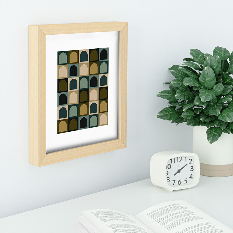 Colour Poems Checker Arches II Earthy Tones Recessed Framing Rectangle