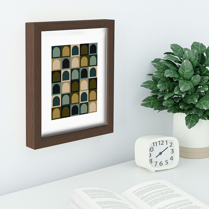 Colour Poems Checker Arches II Earthy Tones Recessed Framing Rectangle