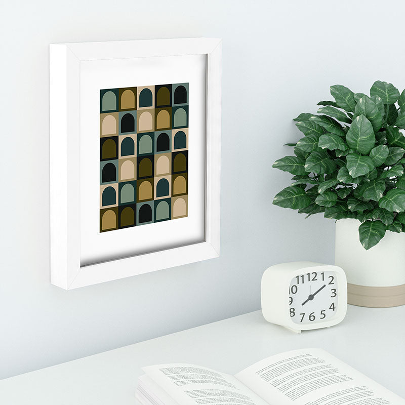 Colour Poems Checker Arches II Earthy Tones Recessed Framing Rectangle