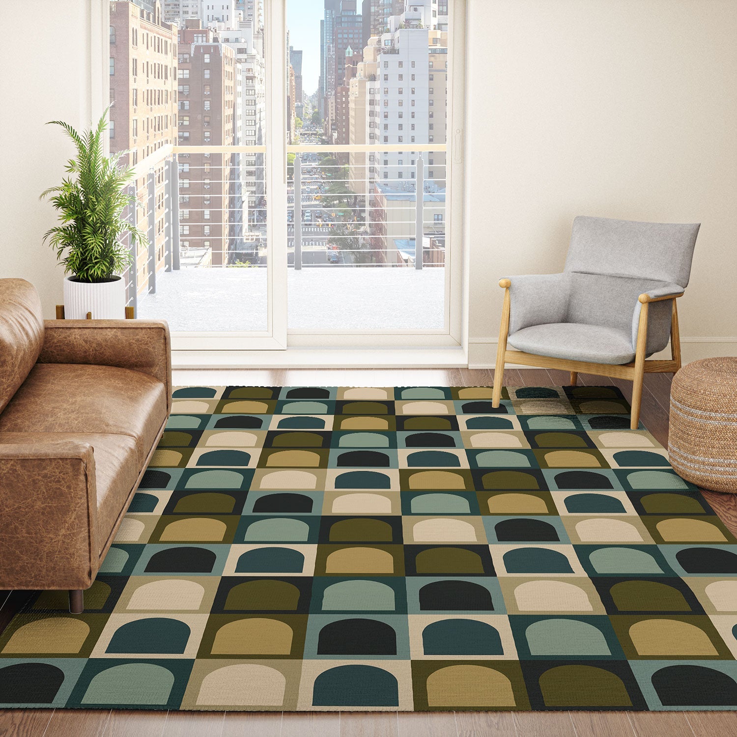 Colour Poems Checker Arches II Earthy Tones Area Rug