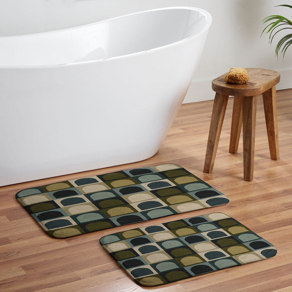 Colour Poems Checker Arches II Earthy Tones Memory Foam Bath Mat