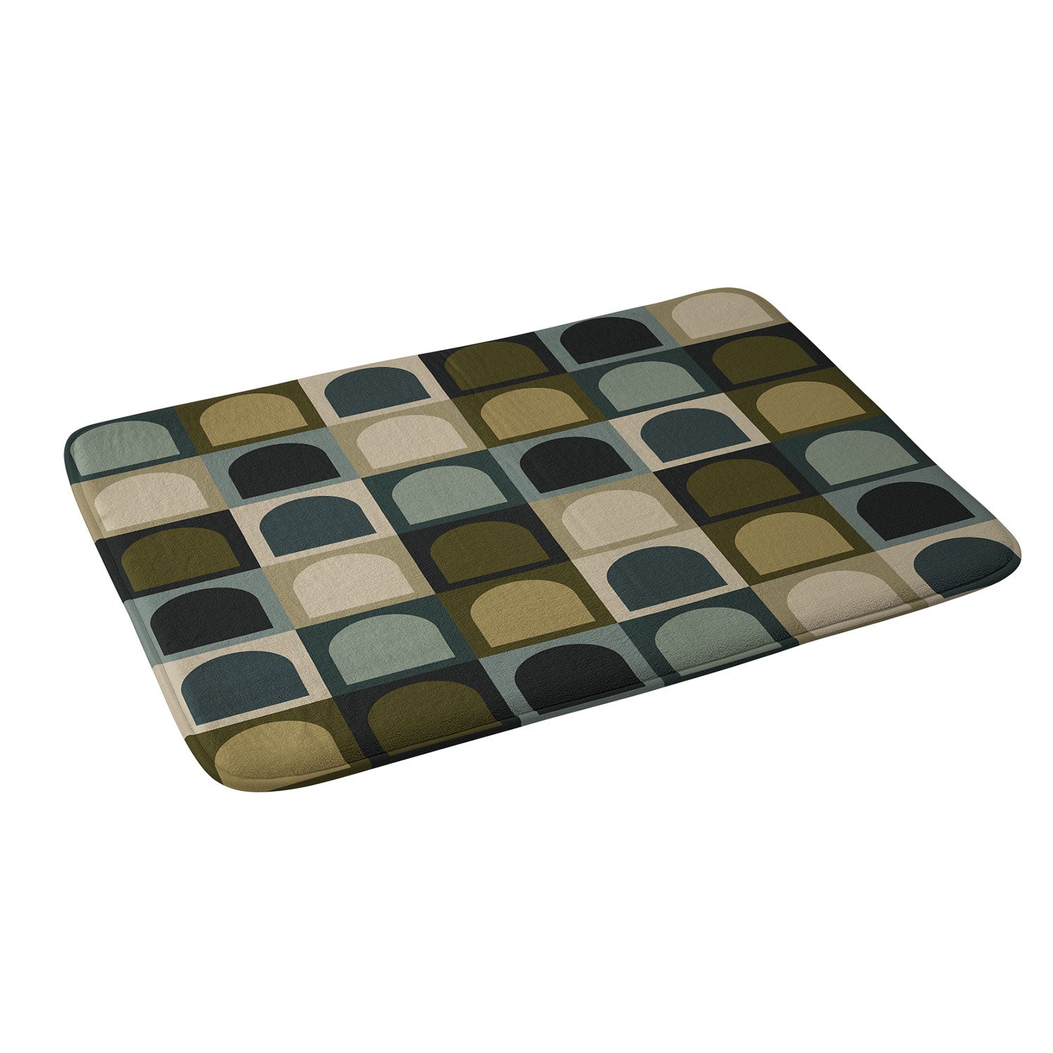 Colour Poems Checker Arches II Earthy Tones Memory Foam Bath Mat