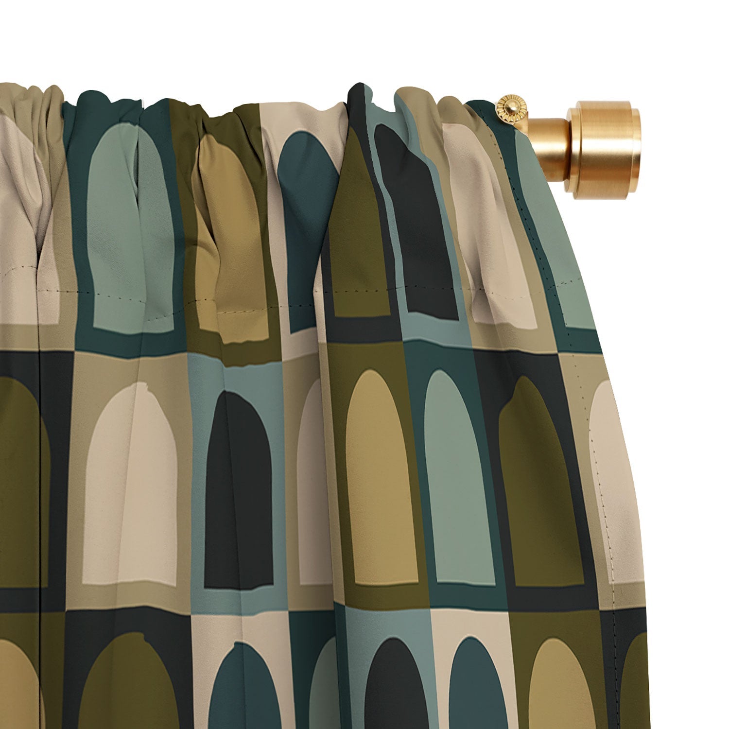 Colour Poems Checker Arches II Earthy Tones Blackout Window Curtain