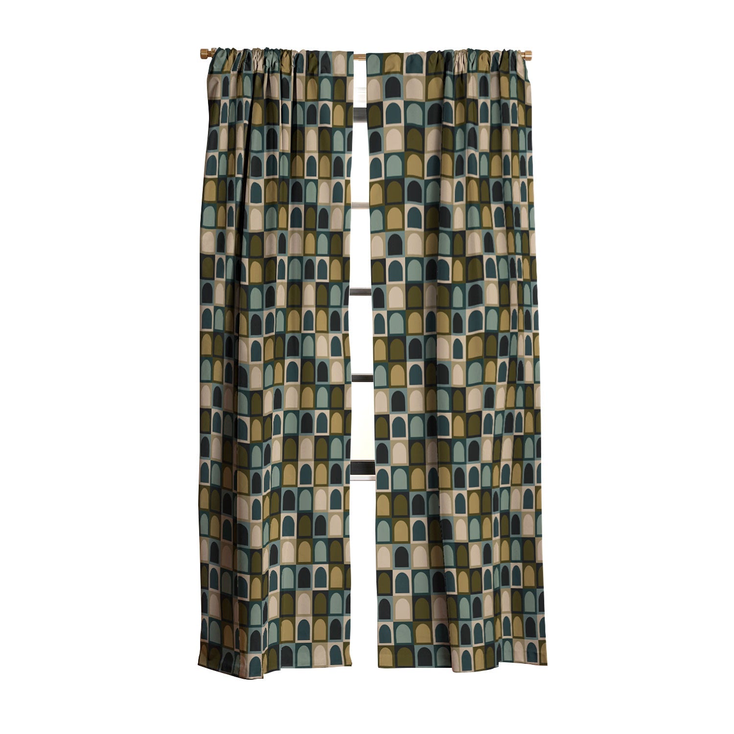Colour Poems Checker Arches II Earthy Tones Blackout Window Curtain