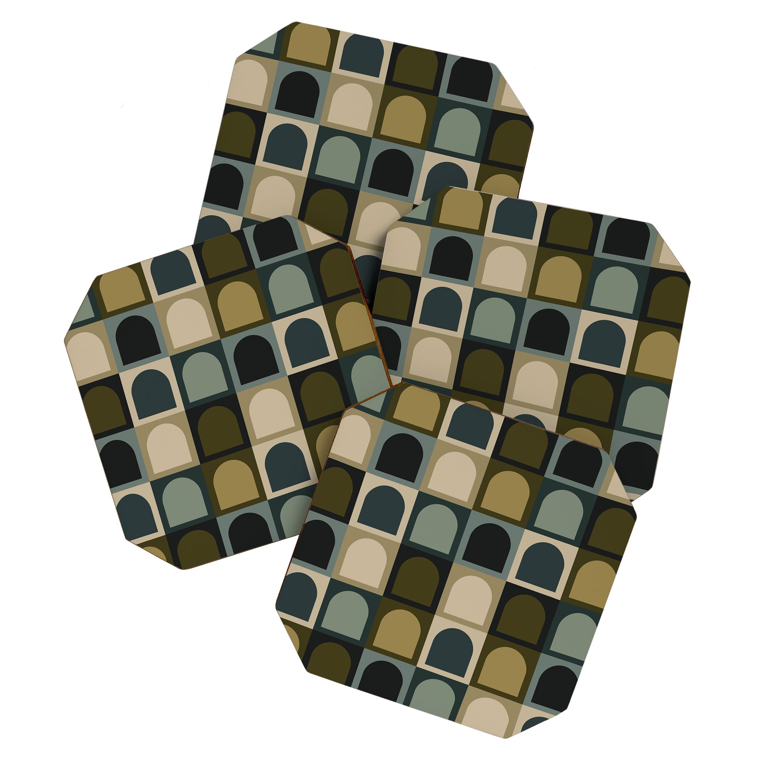 Colour Poems Checker Arches II Earthy Tones Coaster Set