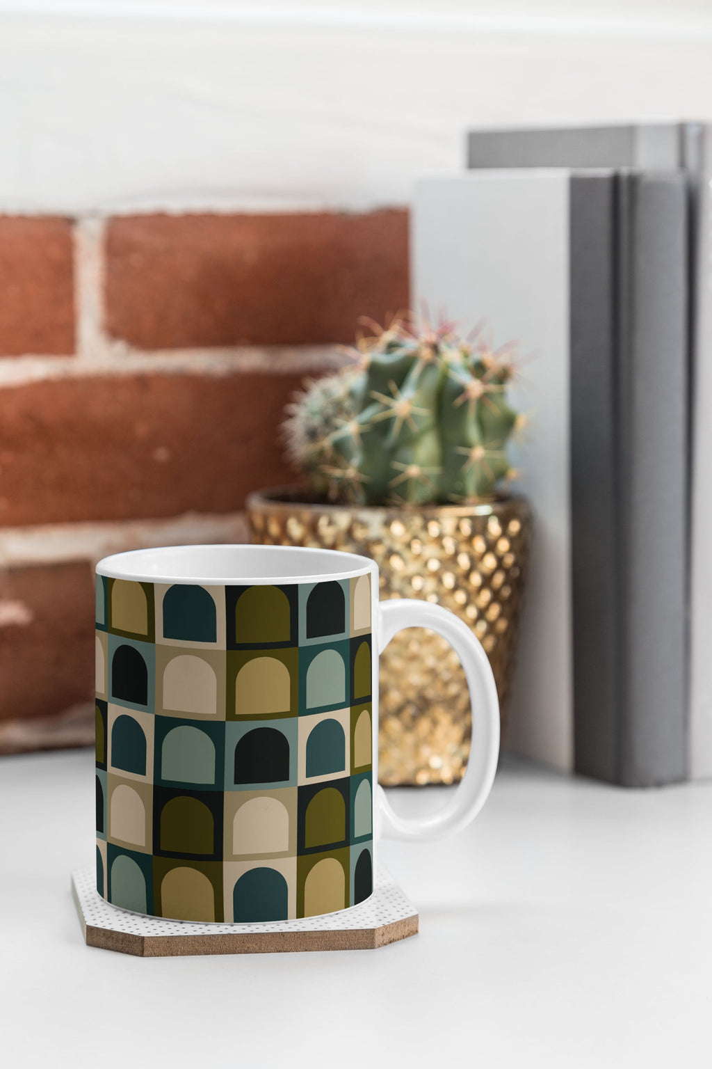 Colour Poems Checker Arches II Earthy Tones Coffee Mug