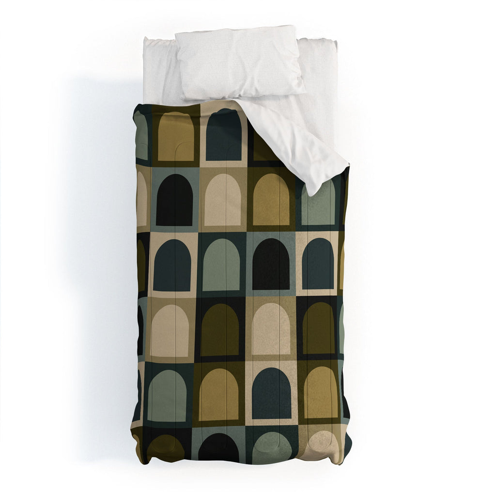 Colour Poems Checker Arches II Earthy Tones Comforter