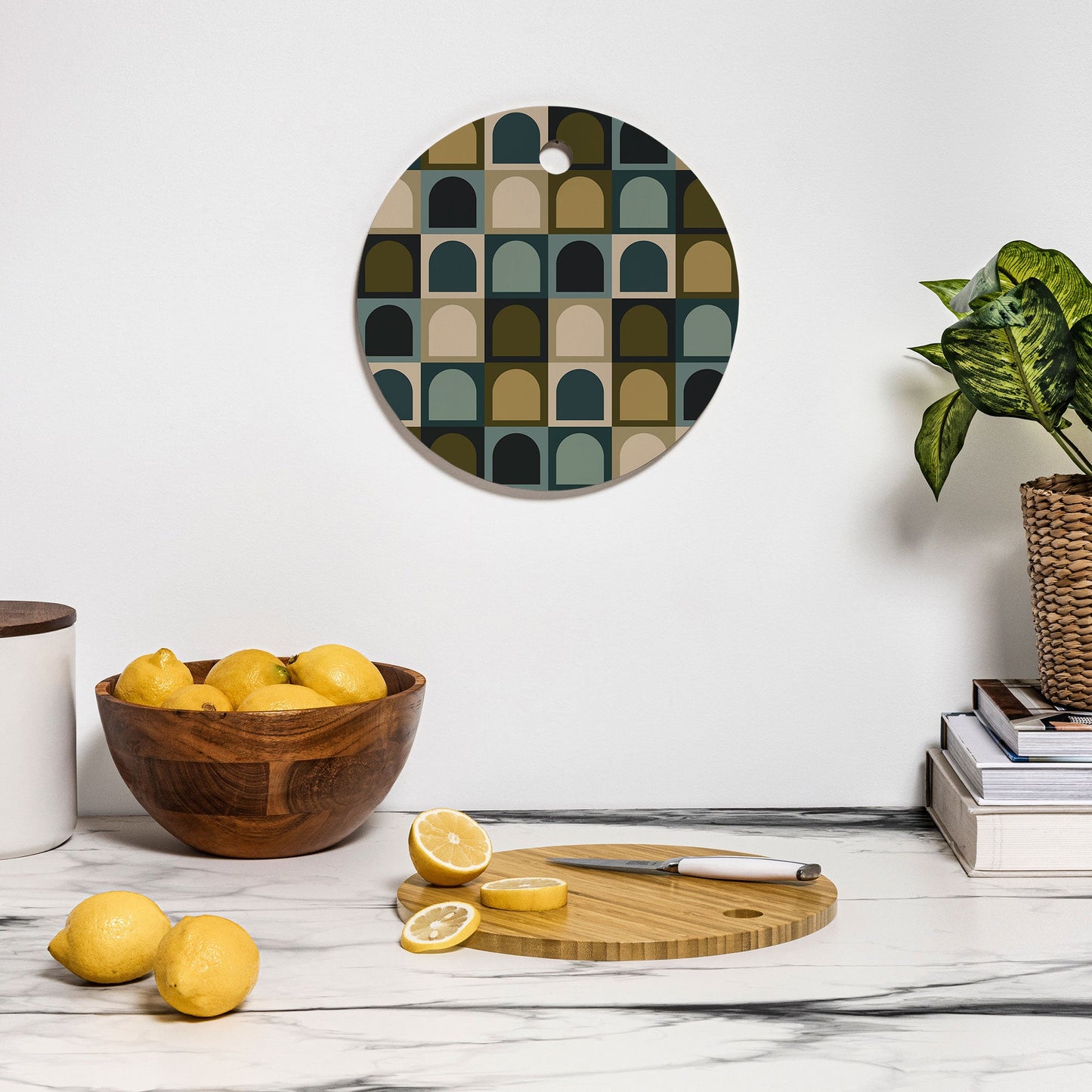 Colour Poems Checker Arches II Earthy Tones Cutting Board Round