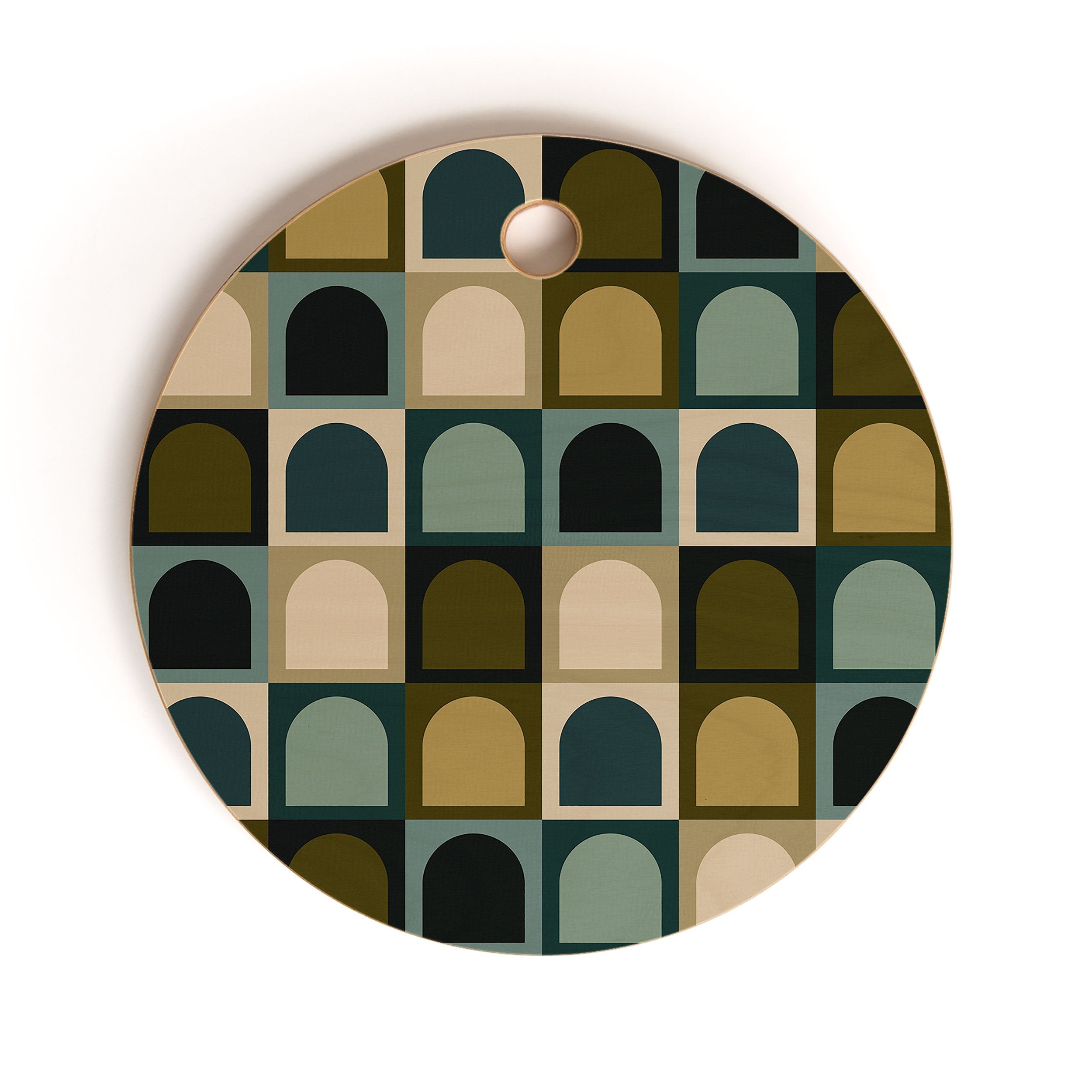 Colour Poems Checker Arches II Earthy Tones Cutting Board Round