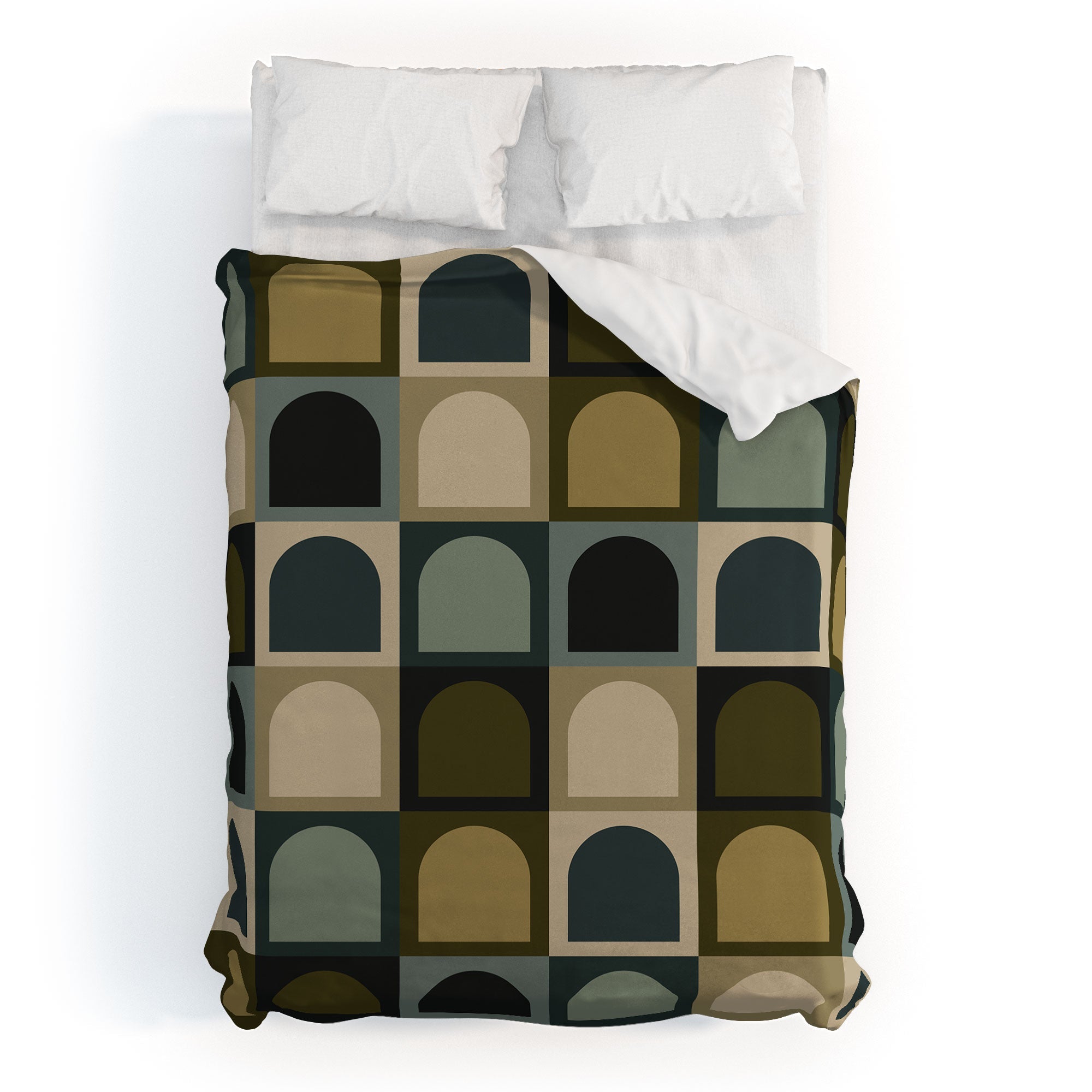 Colour Poems Checker Arches II Earthy Tones Duvet Cover