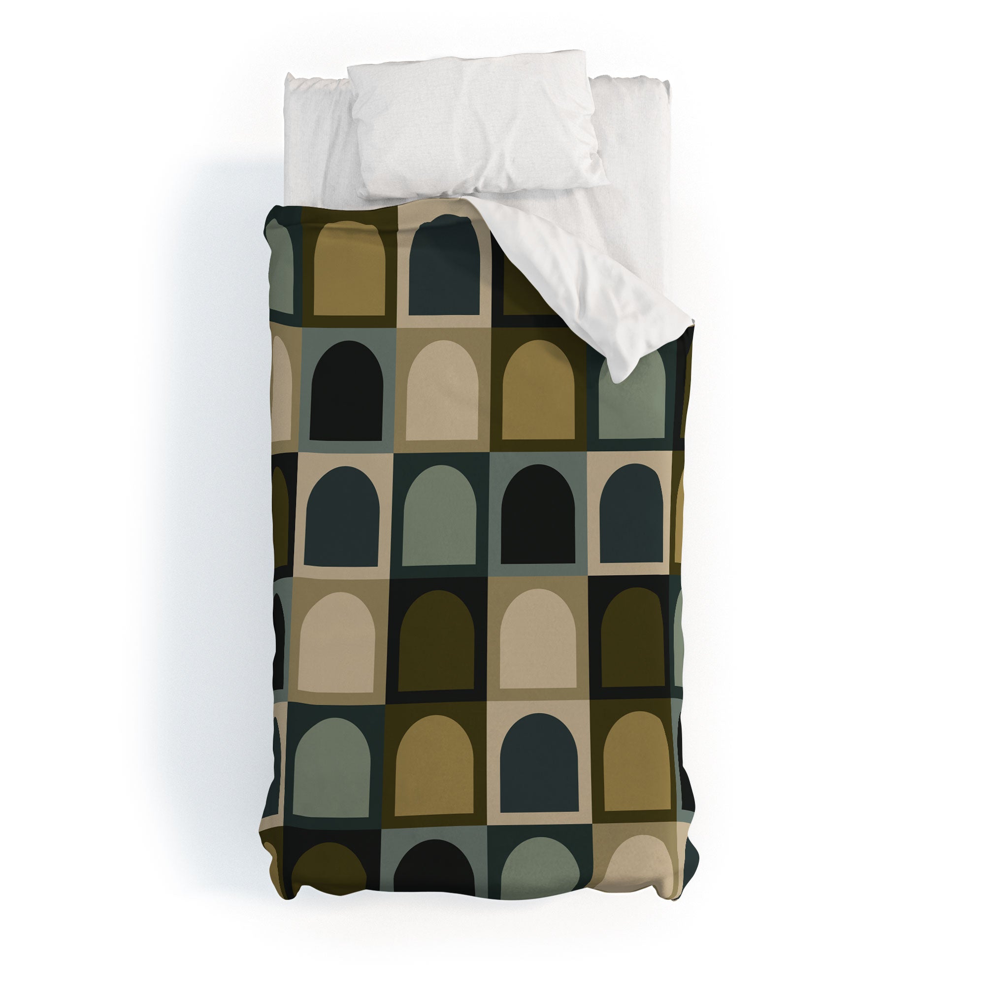 Colour Poems Checker Arches II Earthy Tones Duvet Cover