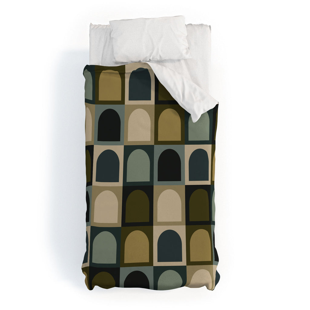 Colour Poems Checker Arches II Earthy Tones Duvet Cover