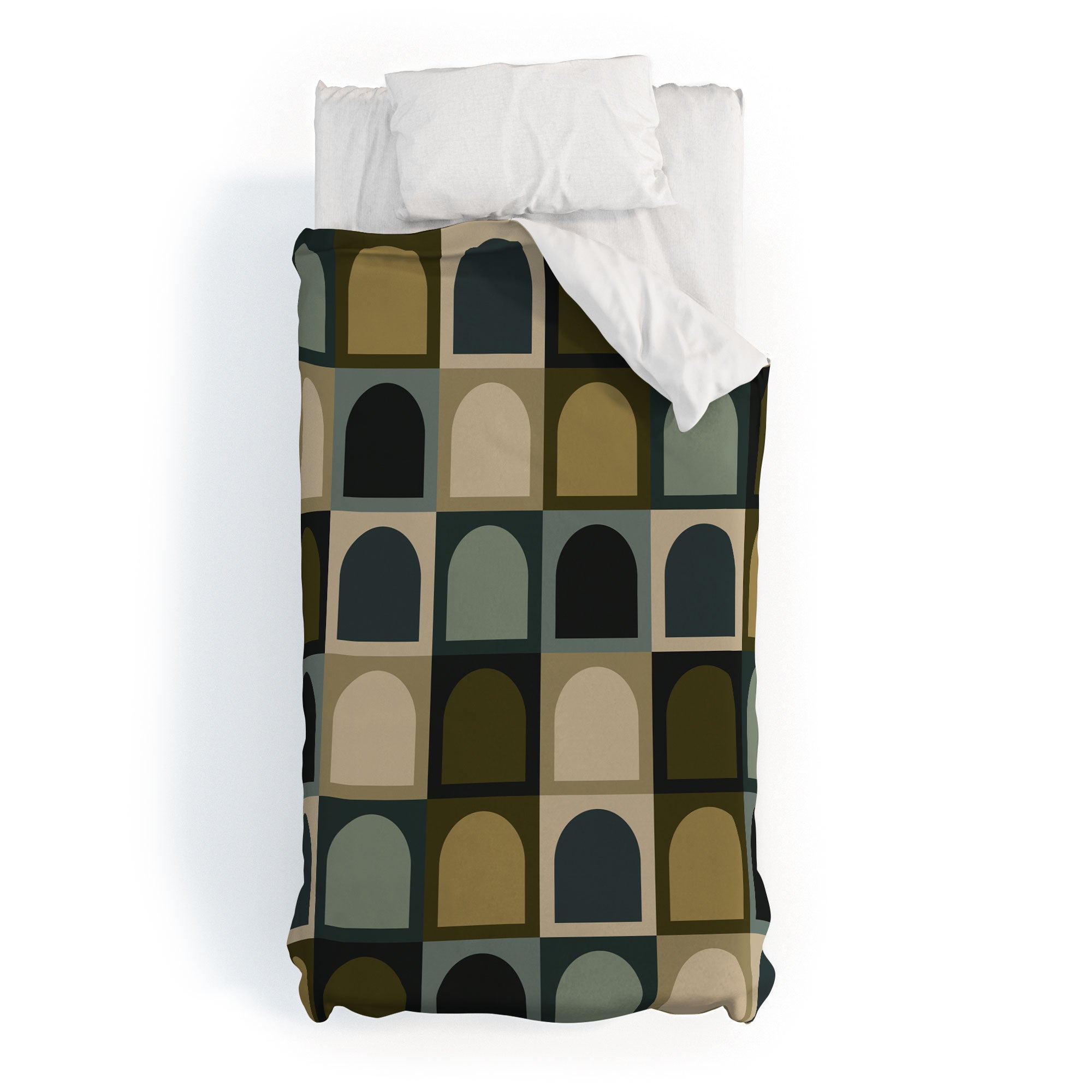 Colour Poems Checker Arches II Earthy Tones Duvet Cover