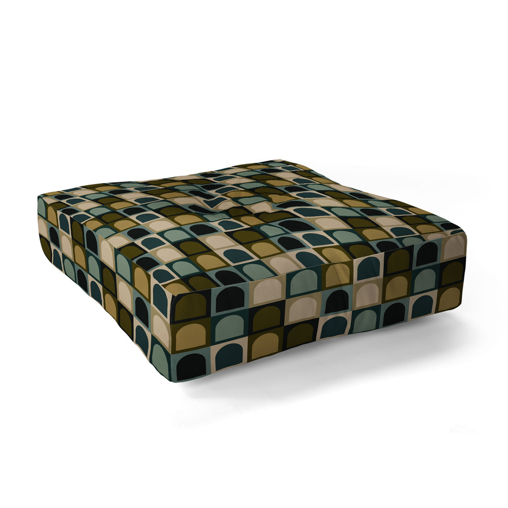 Colour Poems Checker Arches II Earthy Tones Floor Pillow Square