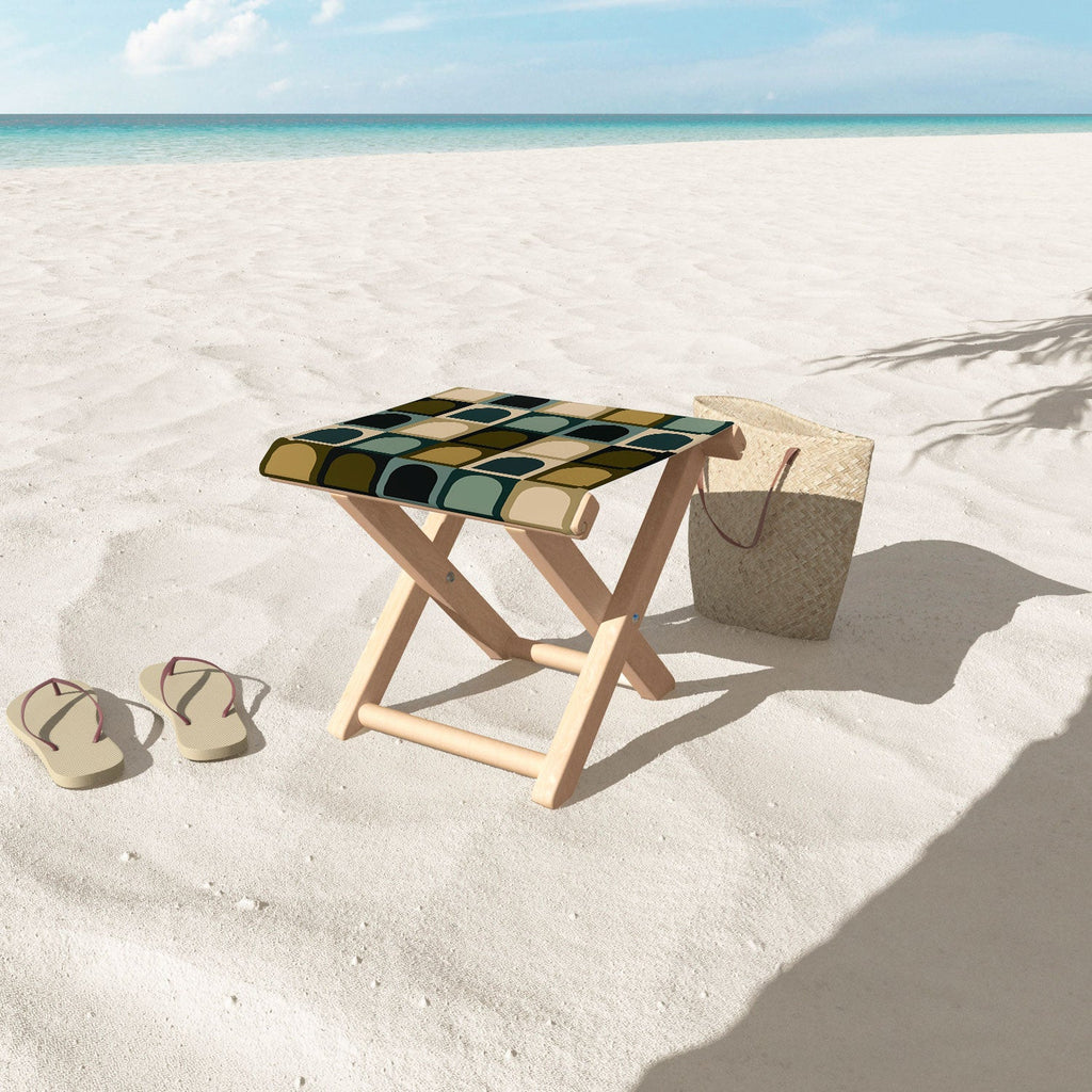 Colour Poems Checker Arches II Earthy Tones Folding Stool