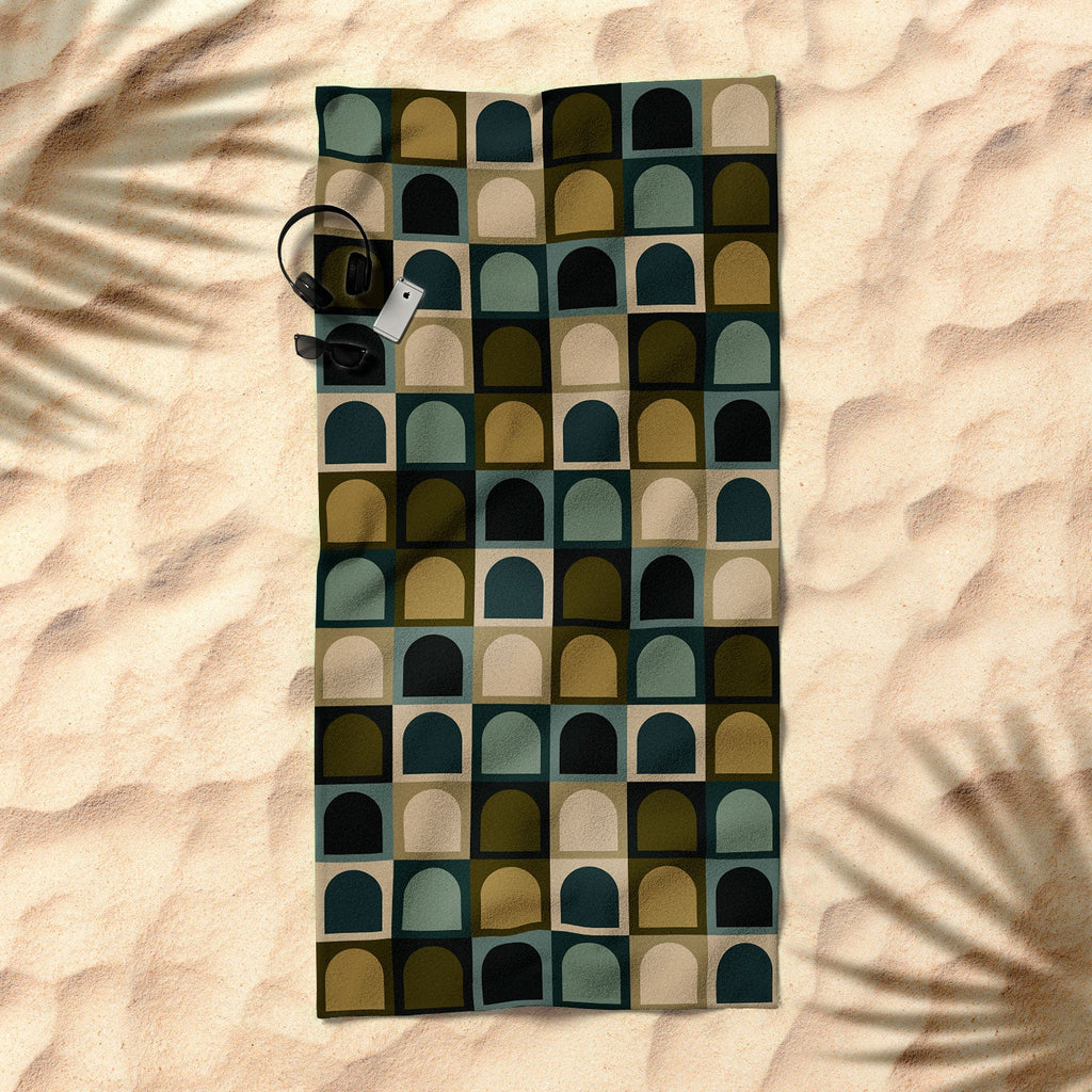 Colour Poems Checker Arches II Earthy Tones Beach Towel