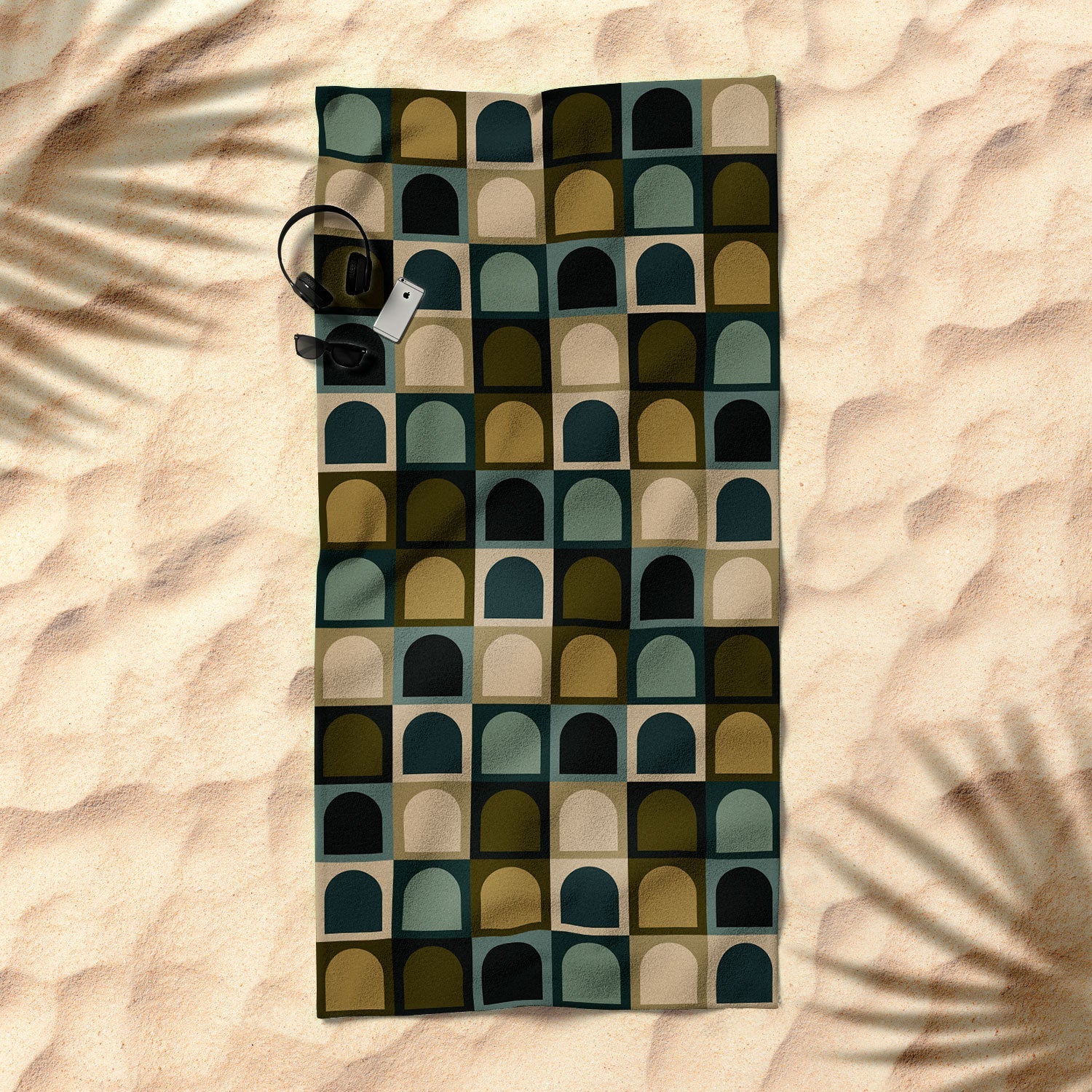 Colour Poems Checker Arches II Earthy Tones Beach Towel