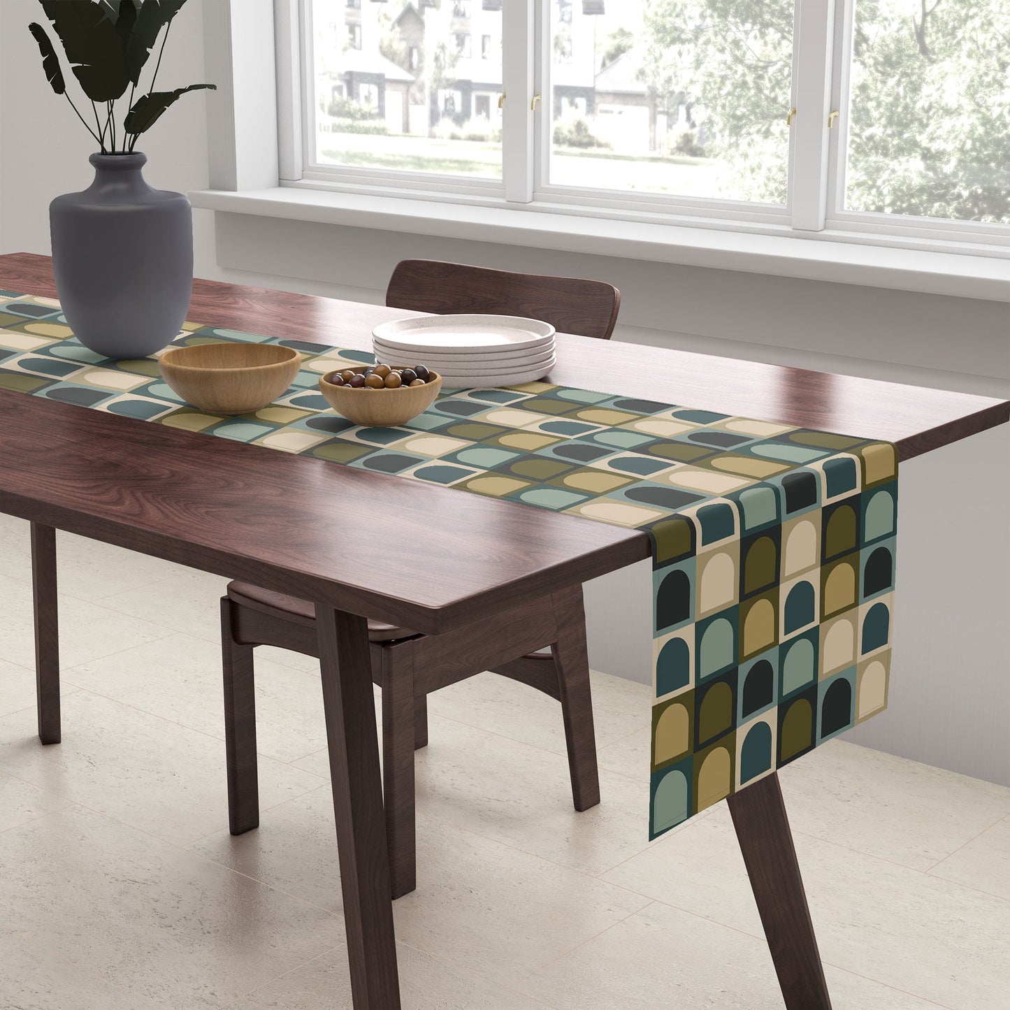 Colour Poems Checker Arches II Earthy Tones Table Runner
