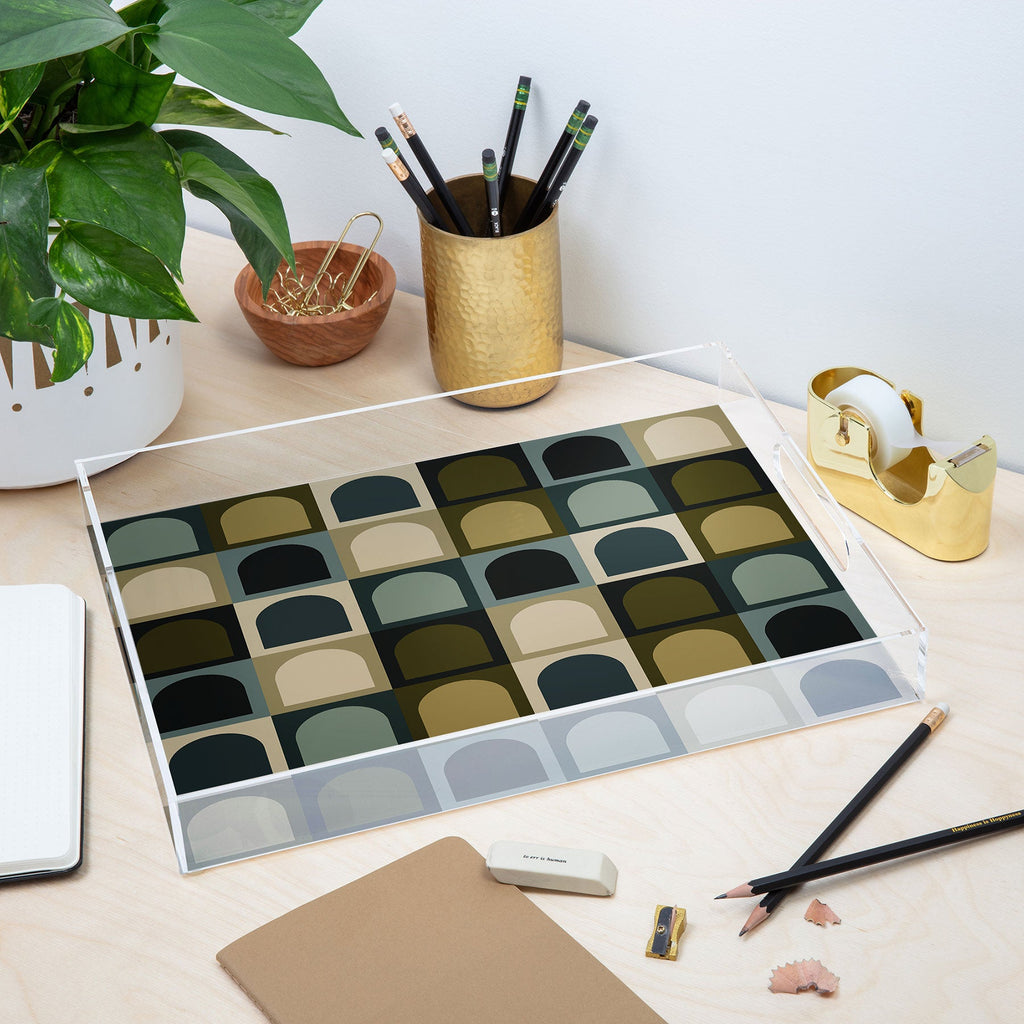 Colour Poems Checker Arches II Earthy Tones Acrylic Tray