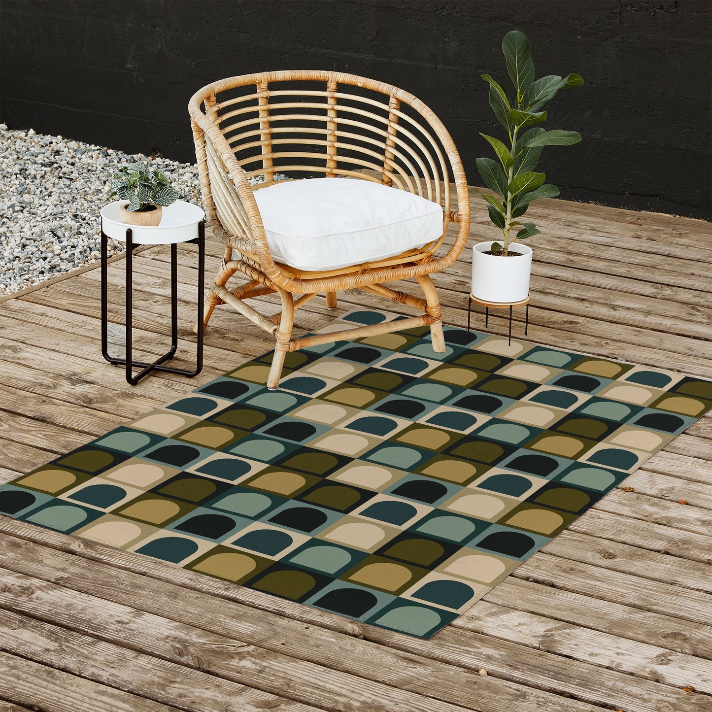 Colour Poems Checker Arches II Earthy Tones Outdoor Rug