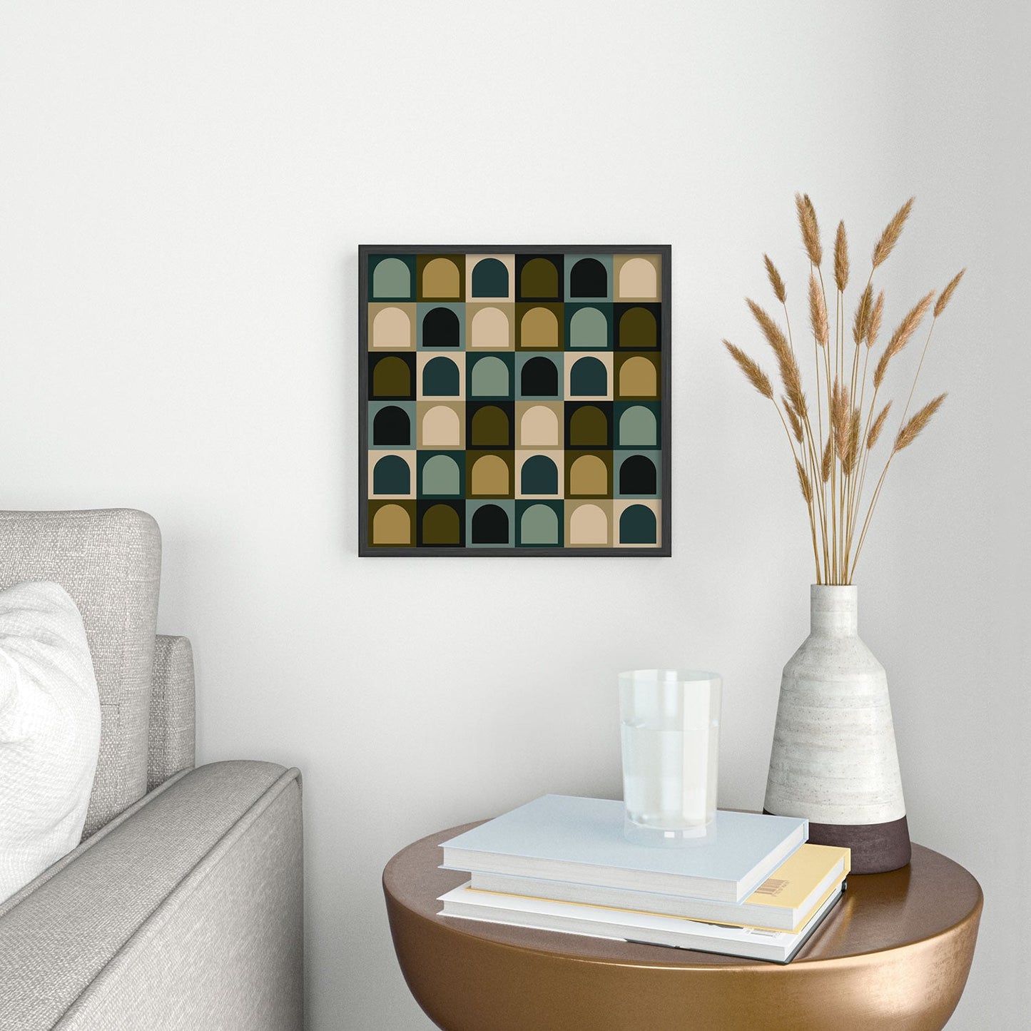 Colour Poems Checker Arches II Earthy Tones Square Metal Framed Art Print