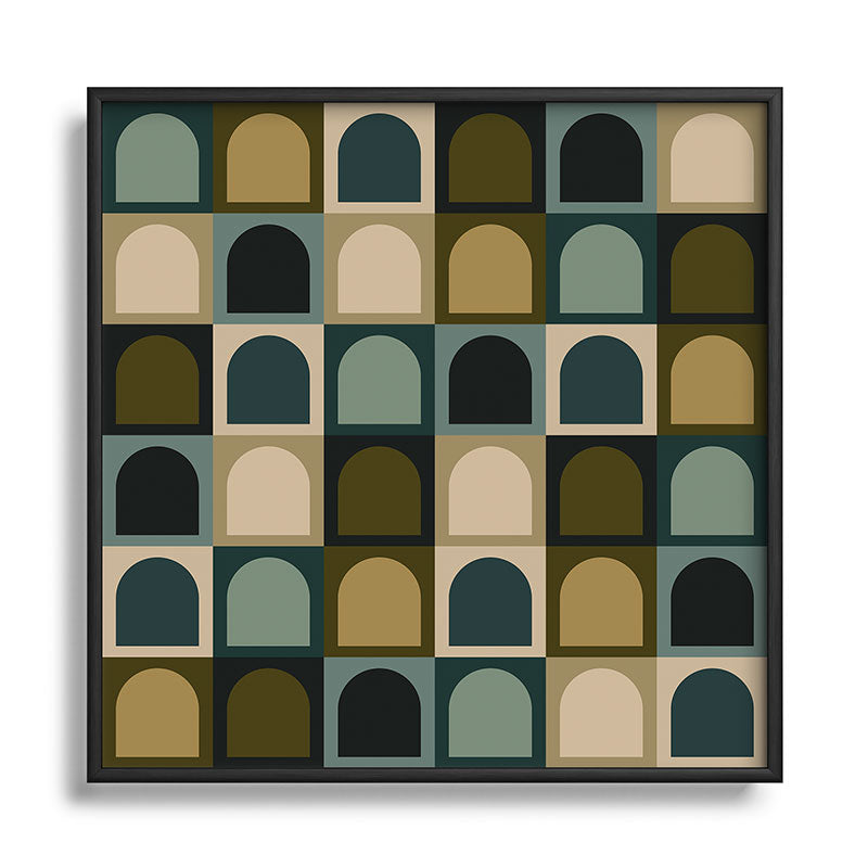 Colour Poems Checker Arches II Earthy Tones Square Metal Framed Art Print
