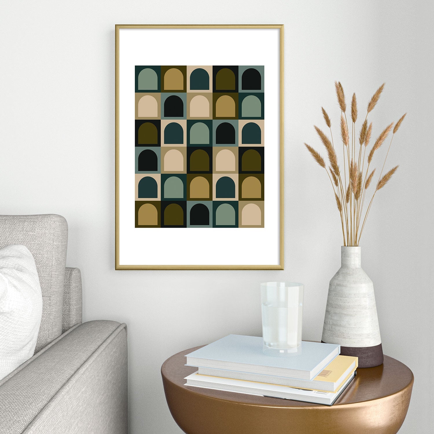 Colour Poems Checker Arches II Earthy Tones Metal Framed Art Print