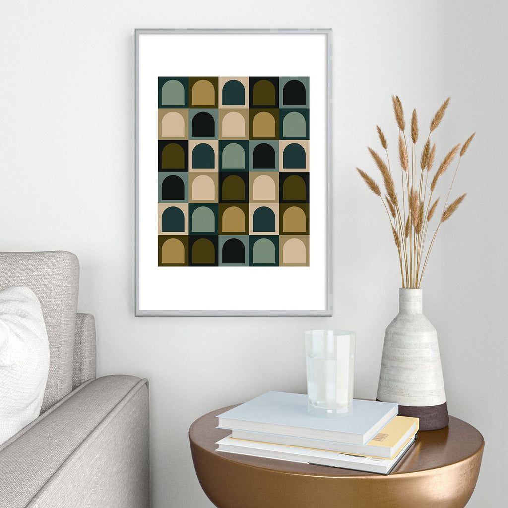 Colour Poems Checker Arches II Earthy Tones Metal Framed Art Print