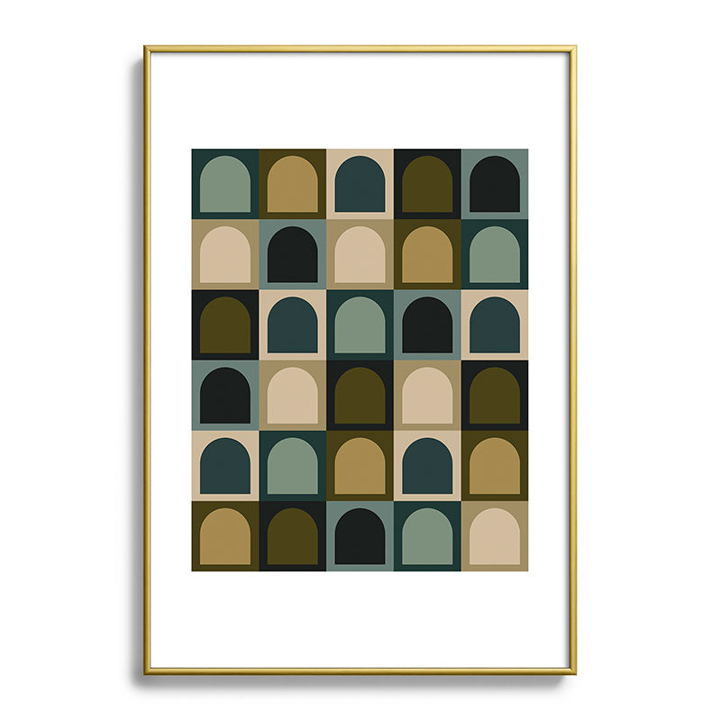 Colour Poems Checker Arches II Earthy Tones Metal Framed Art Print
