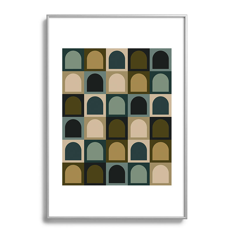 Colour Poems Checker Arches II Earthy Tones Metal Framed Art Print