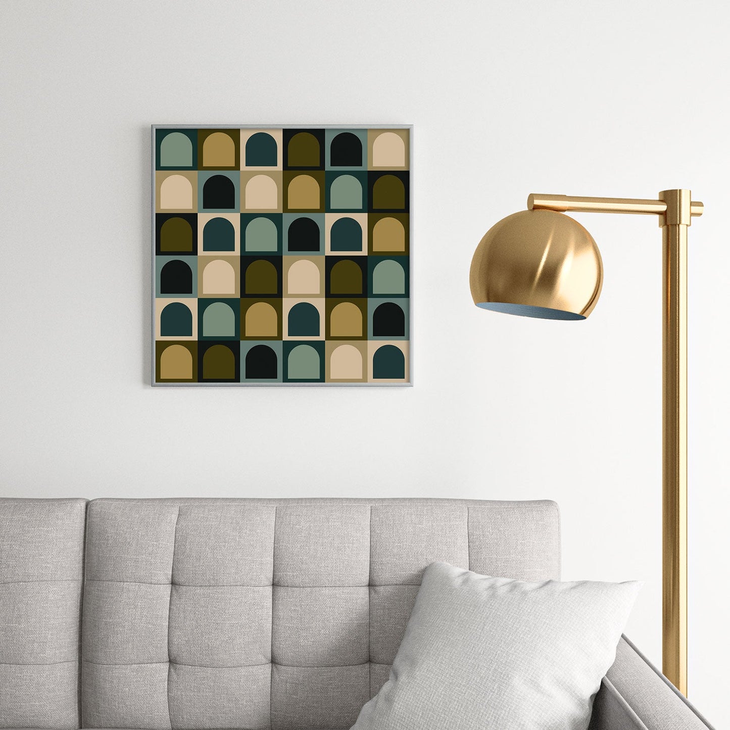 Colour Poems Checker Arches II Earthy Tones Square Metal Framed Art Print