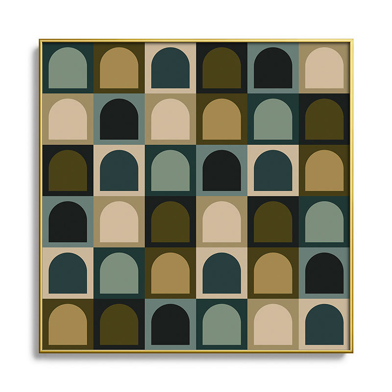 Colour Poems Checker Arches II Earthy Tones Square Metal Framed Art Print