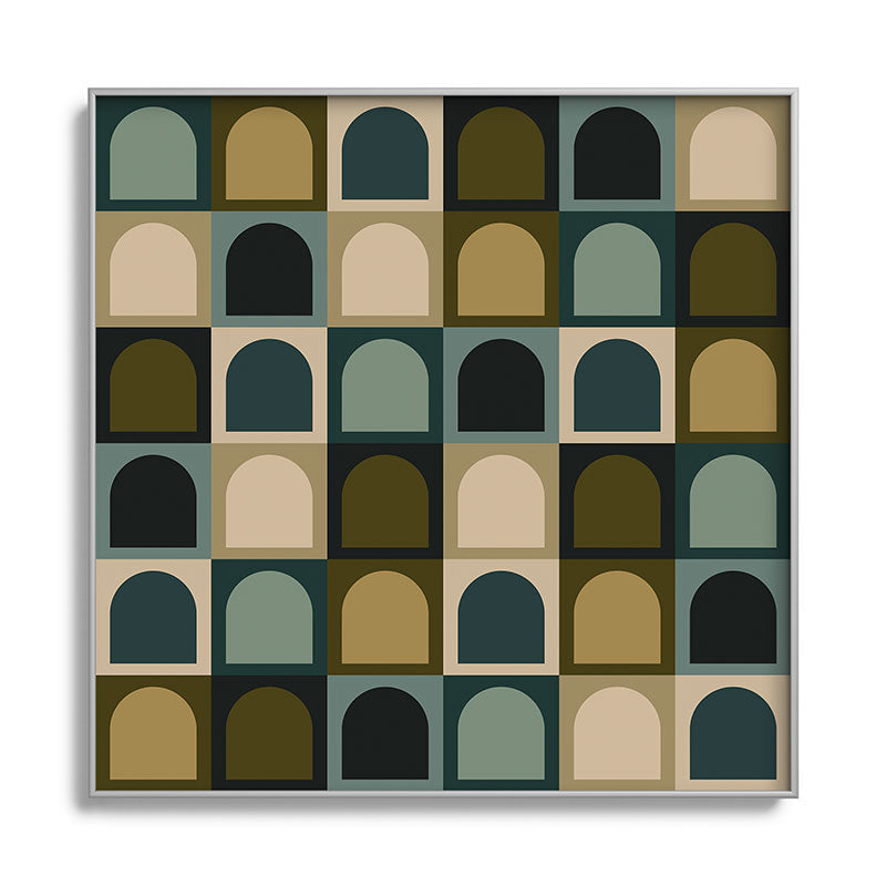 Colour Poems Checker Arches II Earthy Tones Square Metal Framed Art Print