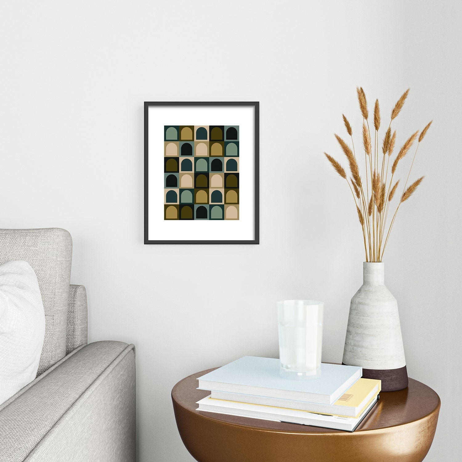 Colour Poems Checker Arches II Earthy Tones Metal Framed Art Print