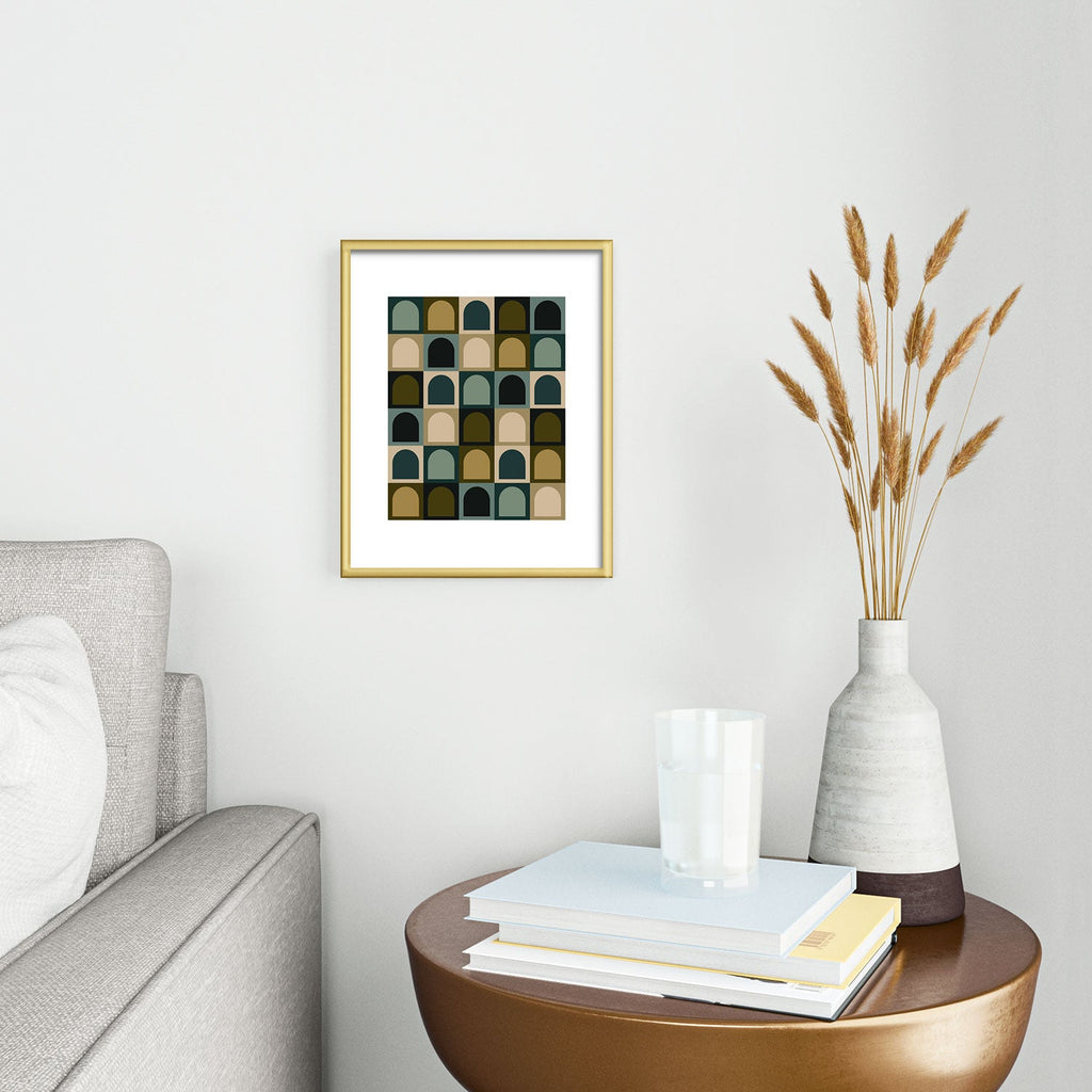 Colour Poems Checker Arches II Earthy Tones Metal Framed Art Print
