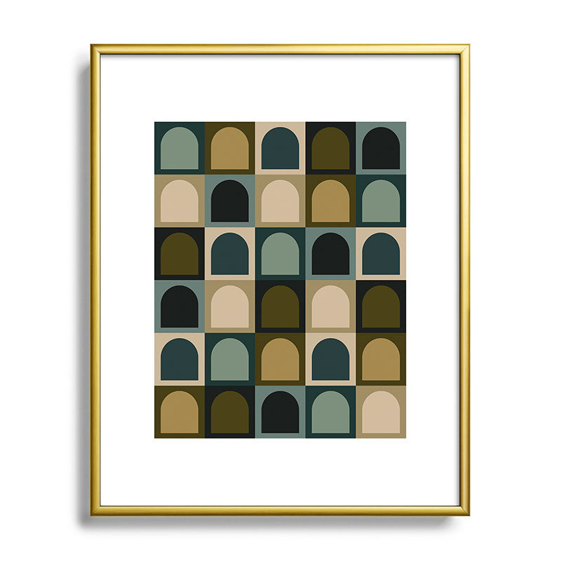 Colour Poems Checker Arches II Earthy Tones Metal Framed Art Print