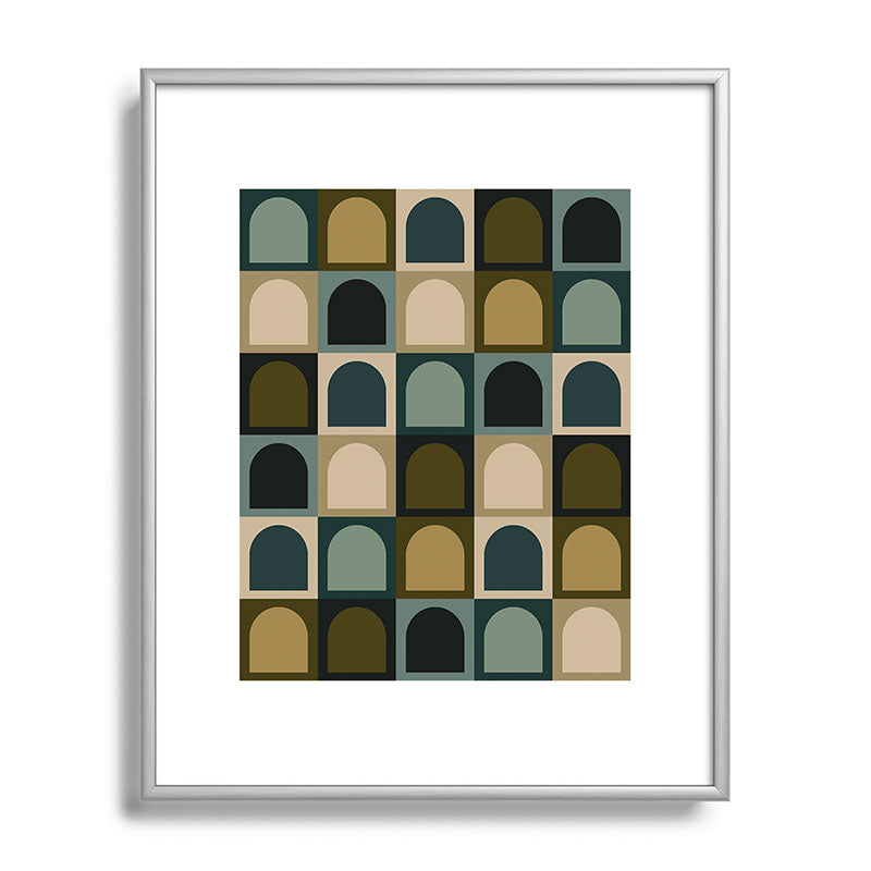 Colour Poems Checker Arches II Earthy Tones Metal Framed Art Print