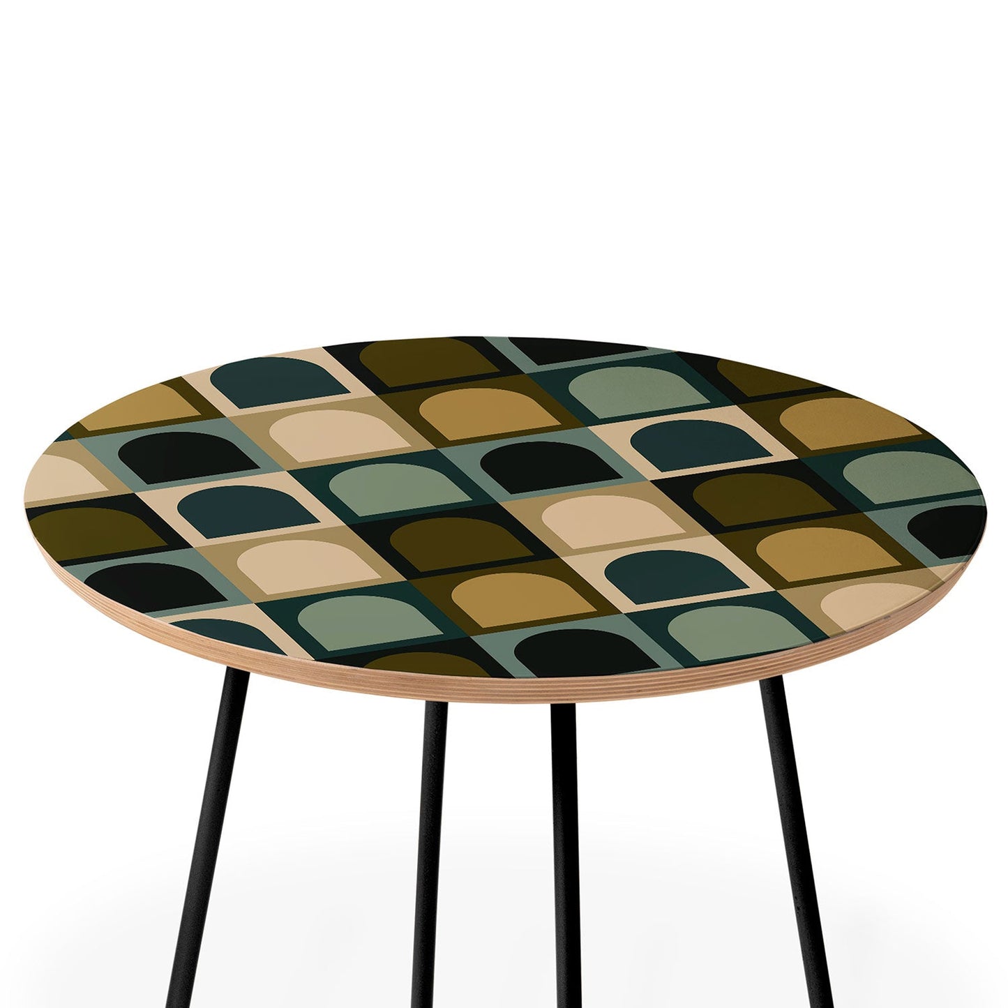 Colour Poems Checker Arches II Earthy Tones Round Side Table
