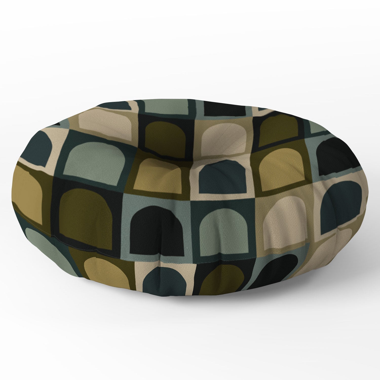 Colour Poems Checker Arches II Earthy Tones Floor Pillow Round