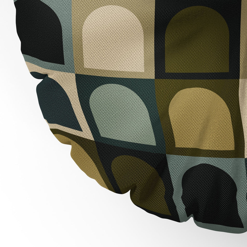 Colour Poems Checker Arches II Earthy Tones Floor Pillow Round
