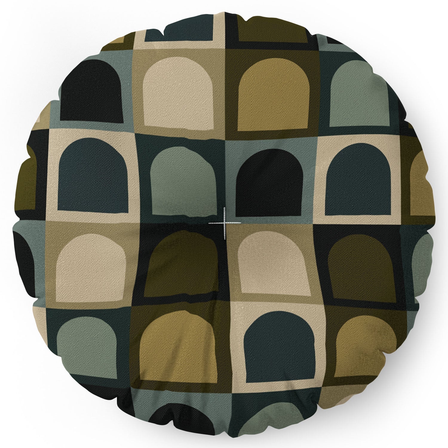 Colour Poems Checker Arches II Earthy Tones Floor Pillow Round