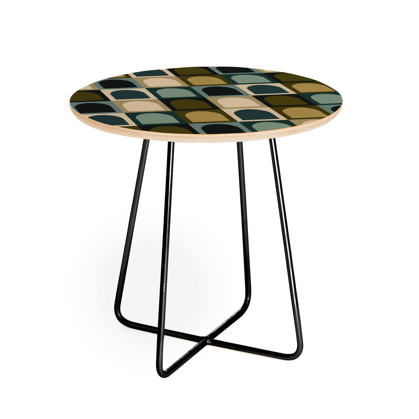 Colour Poems Checker Arches II Earthy Tones Round Side Table