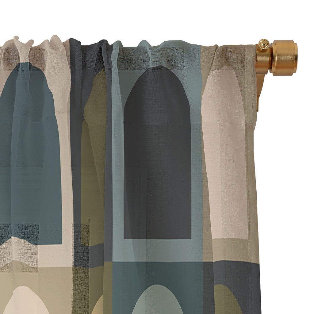 Colour Poems Checker Arches II Earthy Tones Sheer Non Repeat