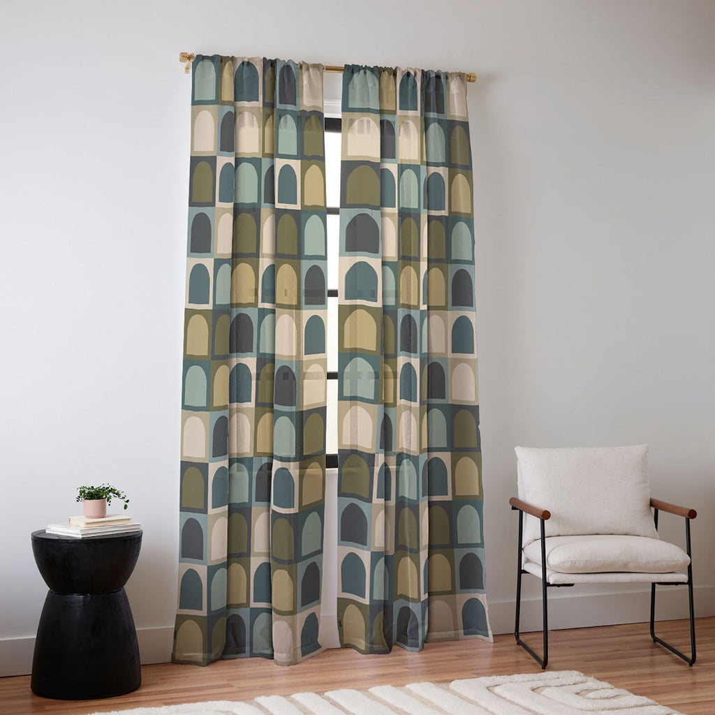 Colour Poems Checker Arches II Earthy Tones Sheer Non Repeat